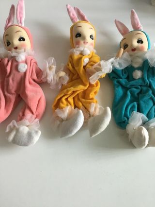 Three Vintage Cute Stockinette Bunny Girls