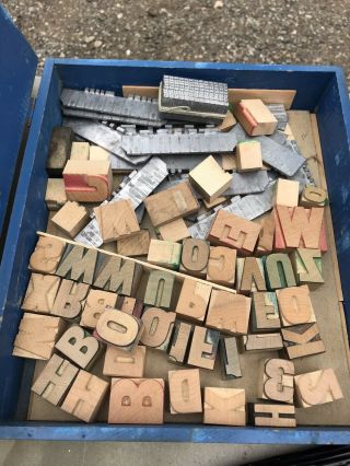 Vintage Antique Letterpress Wood Type Printing Blocks Various Letters Numbers