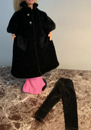 Vintage 60’s Barbie Black Velvet Coat And Pants Guc