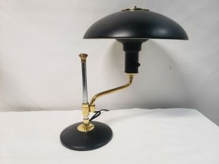 Rare Vintage Mid Century Brass & Chrome Dome Shade Adjustable Desk Lamp