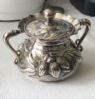 Wilcox Quad Plate Sugar Bowl Embossed High Floral Relief 5030