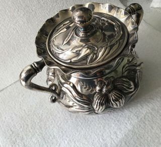 Wilcox Quad Plate Sugar Bowl Embossed High Floral Relief 5030 2