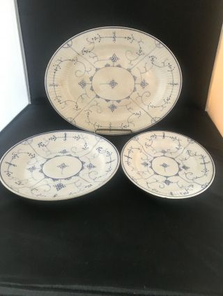 3 Antique Villeroy & Boch Plates 12” 8.  5” And 8.  5” Round Black Mark