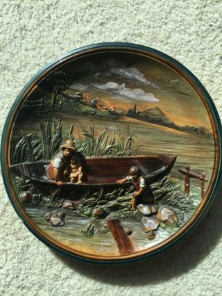 Vintage Antique Wilhelm Schiller & Sons Majolica Ceramic Decorative Plate Plaque