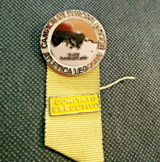 Old Very Rare Athlete Partcipation Badge Indoor World Championships - Milano78