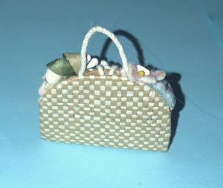 Vintage Barbie 923 Basket Of Flowers Straw Purse Tote Accessory Pak (2) 2