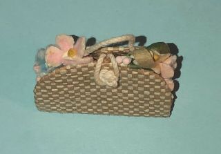 Vintage Barbie 923 Basket Of Flowers Straw Purse Tote Accessory Pak (2) 3