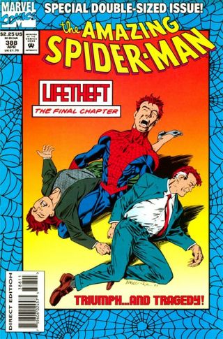 Spiderman 388 Nm 9.  2 Rare Newsstand Non Foil $2.  25 Cover Variant