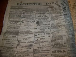 Jan 2 1861 Antique Daily Union & Advertiser Newspaper Rochester Ny