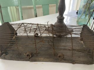 Antique Vintage Early Primitive Wire Cage Live Catch Mouse Rat Pest Rodent Trap