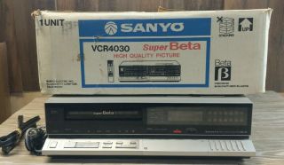 " Very Rare " Vtg Sanyo Vcr4030 Superbeta Hi - Fi Stereo Betamax With Org.  Box