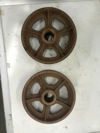 Cast Iron 8 In Antique Hit And Miss Gas Engine Cart Wheels