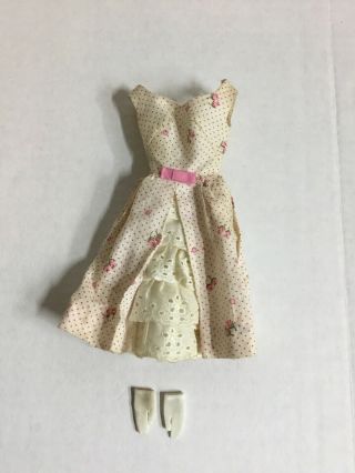 Vintage Barbie Fashion 931 Garden Party Dress From 1962 - 63 Roses Pink Dots