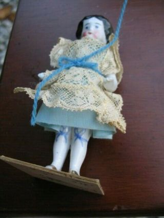 3 antique German china shoulder head dolls with cloth body 3 1/2 4 4 1/2 high 2