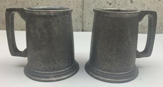Antique Vintage Set Of 2 Metal Camping Mugs Picnic Cup 5” Tall