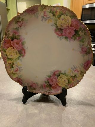 Antique Parsifal Royal Wurttemberg Germany Hand Painted Floral Plate Roses Pink