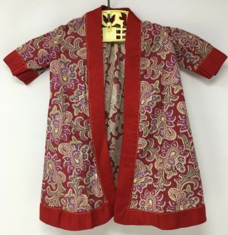 Vintage Doll Long Red Kimono Jacket Coat Robe 14 " Long Clothing
