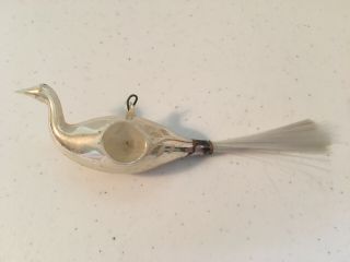 Antique Vintage Swan W Indent Hand Blown Mercury Glass Christmas Tree Ornament