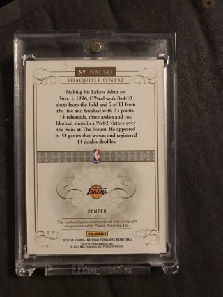Shaquille O ' Neal 2014 National Treasures On Card Auto And Patch 37/49 Rare Card 2