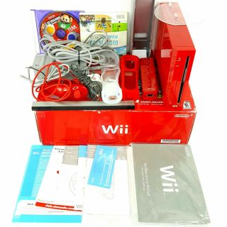 Nintendo Wii Mario Bros 25th Anniversary Red Console Rvl - 001 Rare W/box