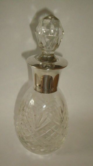 Rare Vintage Cut Glass Scent Bottle With Solid Silver Collar By Mappin & Webb