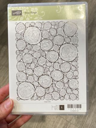 Stampin Up Tree Rings Background Red Rubber Stamp Retired Rare