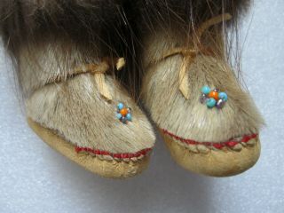 Vintage Native American Inuit Eskimo Handmade Yo - Yo Toy Leather & Fur