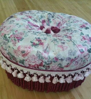 Extremly Rare Pink/bordo Flowered Foot Stool Ottoman Seat Claw Feet