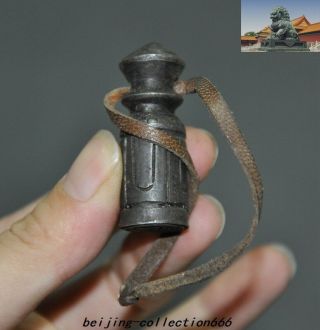 Tibetan Buddhism Meteorite Iron Eight Treasures Symbol One Seal Amulet Pendant