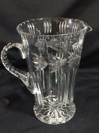 Vintage Cut Glass Clear 8.  5 " Water Juice Pitcher Exc Cond