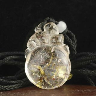 Chinese Old Natural Crystal Hand - Carved Statue Flower Pendant