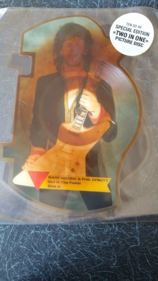 Gary Moore & Phil Lynott - Out In The Fields Shaped Vinyl Picture Discs Rare