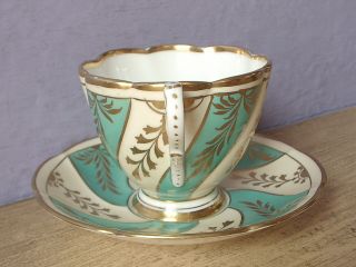 Vintage England Turquoise blue and gold bone china tea cup teacup and saucer 2