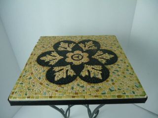Vintage Square Side Table With Metal Legs And Ceramic Top 12 X 12 X 20