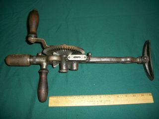 Antique Vintage Millers Falls No.  12 Hand - Crank Drill W/ Breast / Shoulder Plate