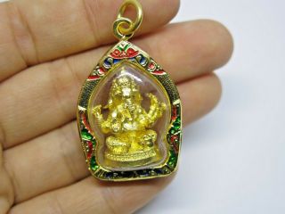 Ganesh Statue Pendant Amulet Hindu Elephant God Ganesha Gold High Luck Charm 2”
