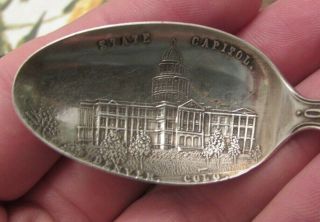 Rare Baker Manchester Sterling Souvenir Spoon Denver Colorado State Capital Gold 2