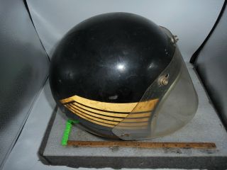 Vintage Rare Arthur Fulmer Af50 1970s Helmet & Visor Black Gold Wings Small