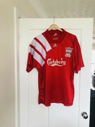 Rare Liverpool Home Football Shirt 1992/93 Adidas Equipment Carlsberg Jersey (l)