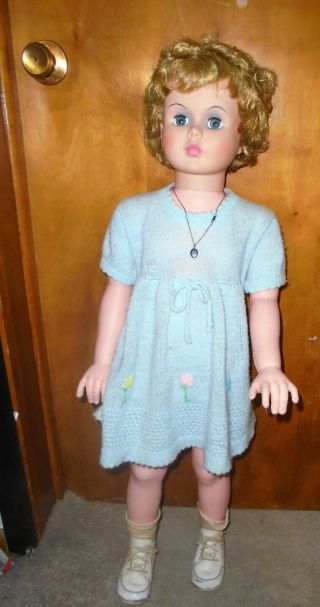 Vintage 36 " Doll W/dress Shoes Necklace Socks Panties - Walker Doll?