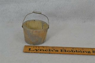 Wooden Bucket Miniature Hand Carved Old Paint Primitive 1 7/8 " Rustic Antique
