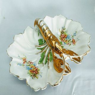 Antique C.  T.  Tielsch Germany Porcelain Double Lobster Divided Dish 1875 - 1909