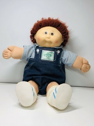 N4 Vintage 1978 1982 Cabbage Patch Kids Doll Boy W/ 1983 Denim Overalls
