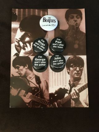 Beatles Official Promo Set Of 4 Buttons Pins Live At The Bbc 1994 Rare