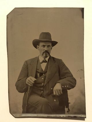Rare Antique Old West Lincoln County Colorado Sheriff Or Marshall Tintype Photo