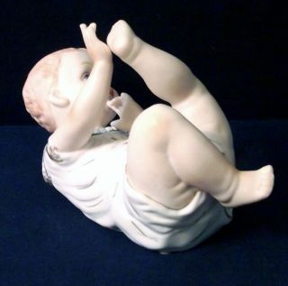Vintage Bisque Porcelain Piano Baby Boy Figurine Doll Marked Bottom