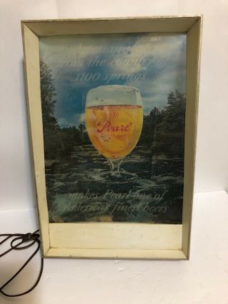 Ultra Rare Vintage Pearl Beer 3 - D Advertising Fluorescent Lighted Sign 13 X 20