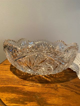 Antique Imperial Cut Glass Candy Nut Dish/ Bowl Saw Tooth Vintage