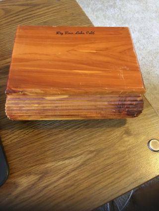 Vintage Cedar Wood Trinket Box,  Souvenir Of Big Bear Lake Calif 6 - 1/4 " X 4 X 3 "