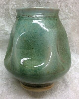 Rare Ben Owen Lll,  1997,  N.  C.  Art Pottery,  Green Celadon,  Pinch Vase